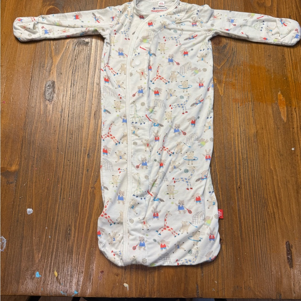 Magnetic Me Gown Cream Sleep Sack with Colorful Print